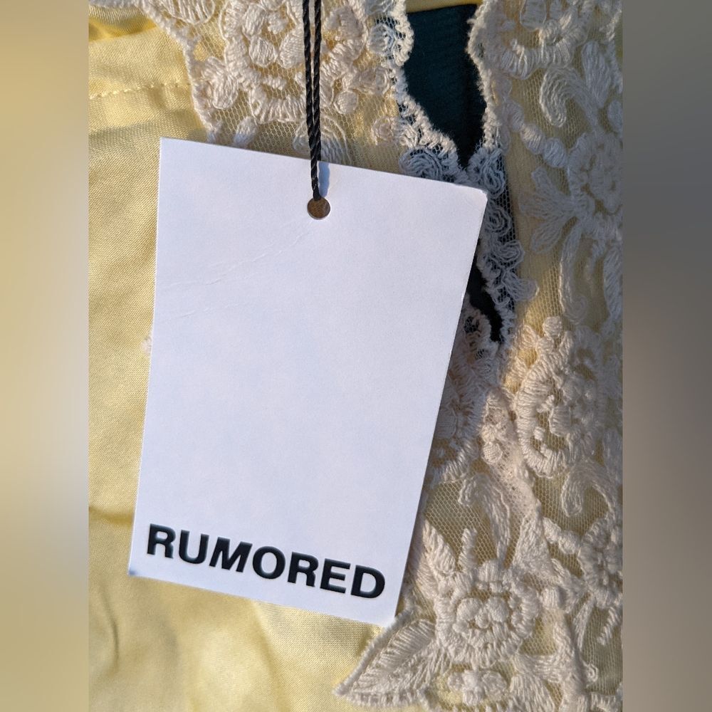 RUMORED Venice Maxi Dress W/ White Lace Trim Butter Yellow Eurosummer Sz XS - Picture 5 of 15